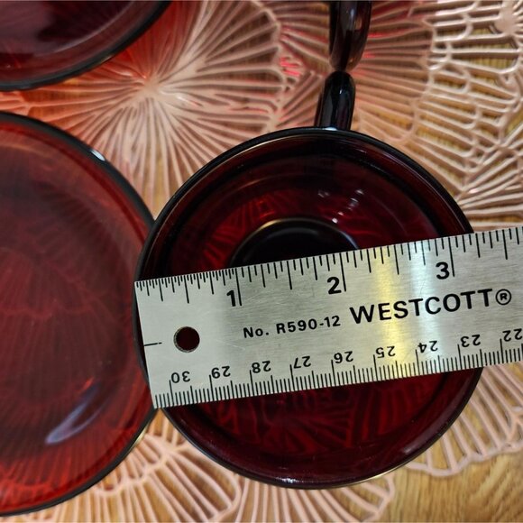 Ruby Red Glass Arcoroc France Classique Design Cup & Saucer Sets - Picture 8 of 10